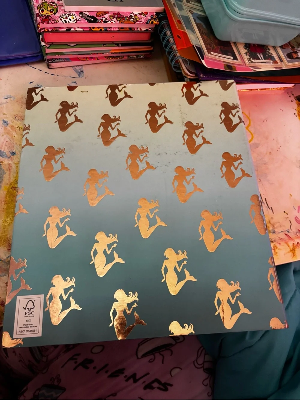 Mermaid 3-Ring Binder - ombré Blue